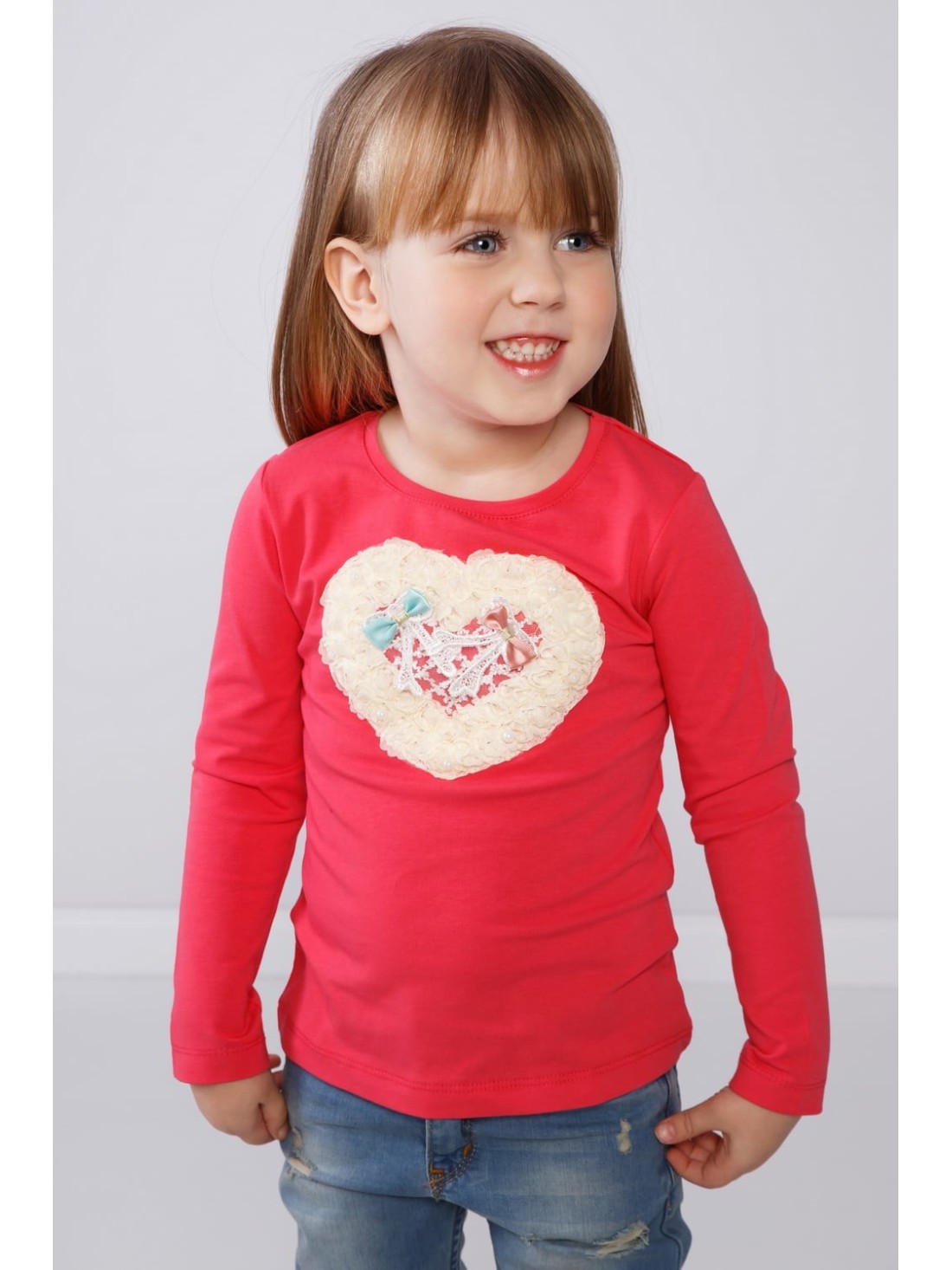 Coral blouse with a heart NDZ36070 - Online store - Boutique